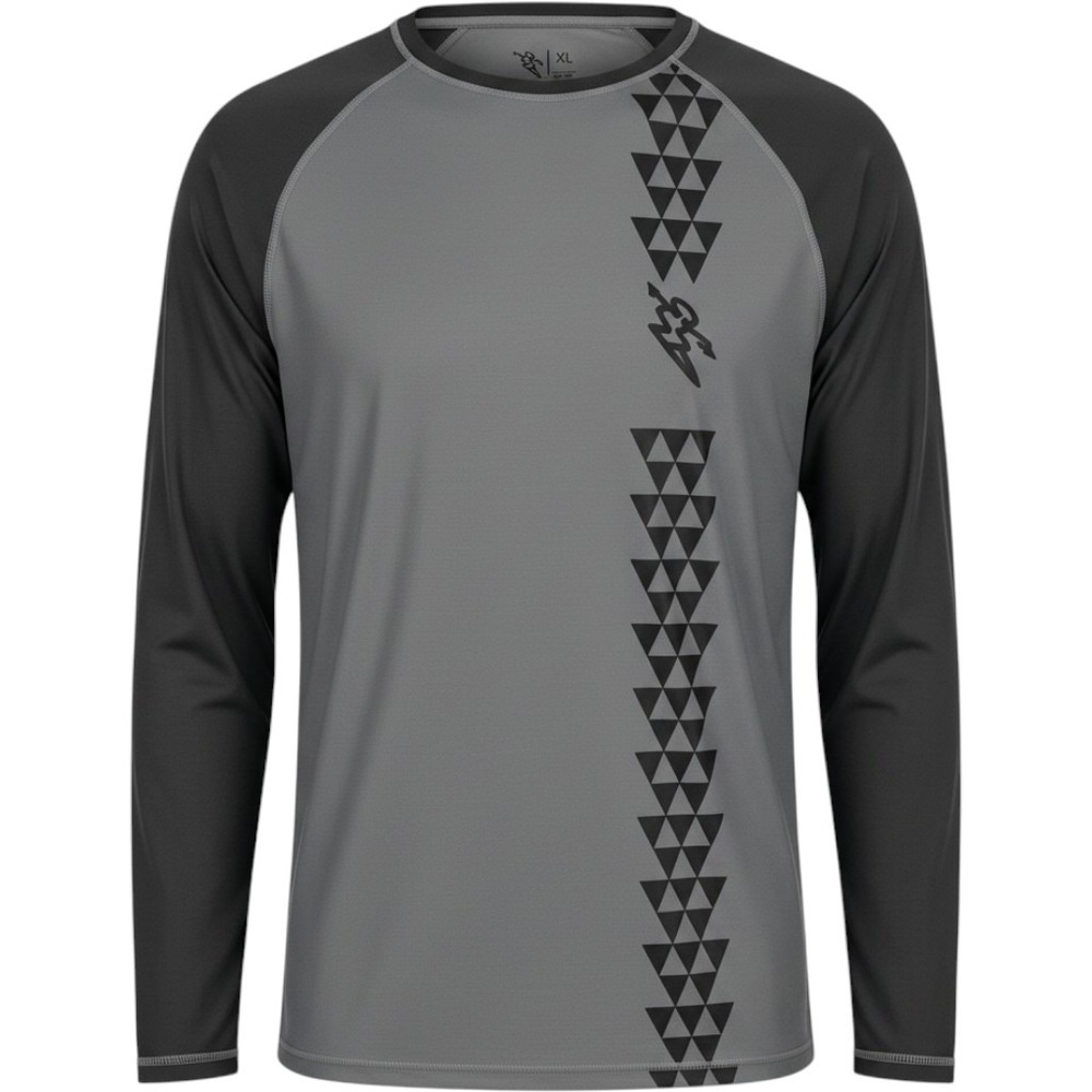 DaHui Mens XL Rash Guard Long Sleeve Grey Black UPF 50+ Swim Shirt NWT